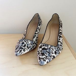 J Crew Collection Italy Dulcie Calf Hair Kitten Heels Animal Print Shoes Sz 9